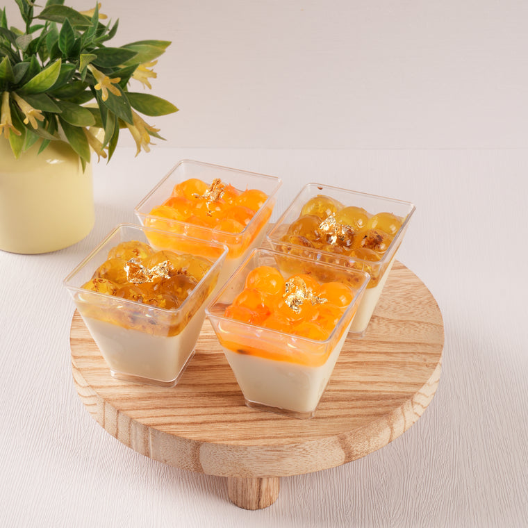 Blossom package — puddáo soy pudding cups with flavoured jelly balls