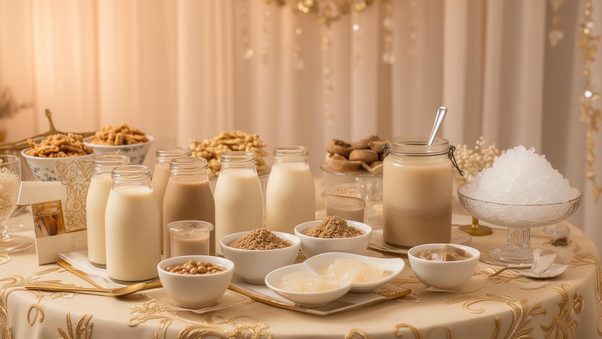 Dáo Desserts catering station with soy desserts and drinks